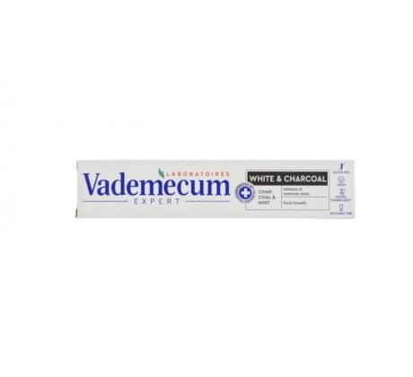 Vademecum White & Charcoal Zuná pasta s čiernym uhlím, mätou a kokosovým olejom 75ml