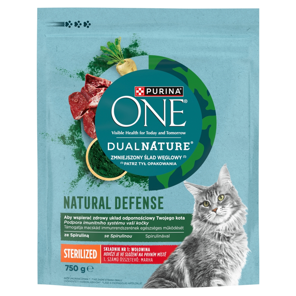 Purina ONE Dual Nature Sterilised granuly pre mačky spirulina, hovädzie 750 g